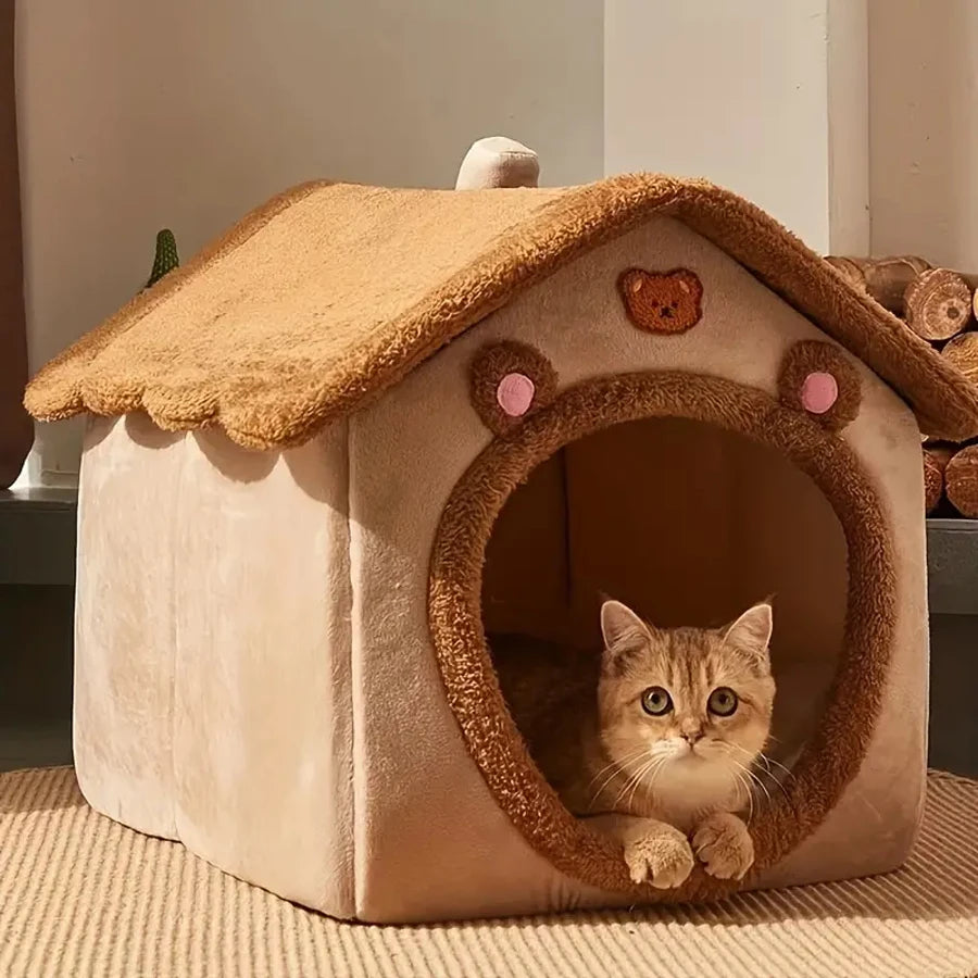 🐾 Casita Plegable para Mascotas – Cueva Sofá para Gatos y Perros Pequeños, Desmontable y Lavable