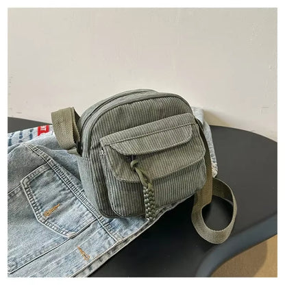 Bolso Cruzado Versátil Simple, Bolso Cuadrado Pequeño Informal a La Moda, Bolso De Hombro Personalizado Para Ir Al Trabajo, Tendencia Unisex De Pana