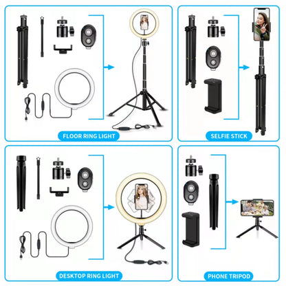 Aro de Luz LED 26cm con Trípode y Soporte para Móvil – Ideal para TikTok, YouTube, Instagram y Más