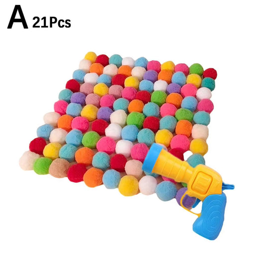 Juguetes De Lanzamiento Interactivo Para Gatos, Juguete De Entrenamiento Para Mascotas, Mini Juegos De Pistola De Tiro Creativa, Bola De Felpa Elástica, Suministros Para Mascotas